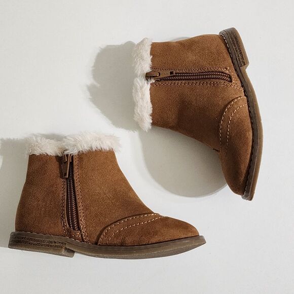 Girls BabyGap Brown Suede Texture Boots Size 7 Christmas Holiday Winter - Picture 1 of 10